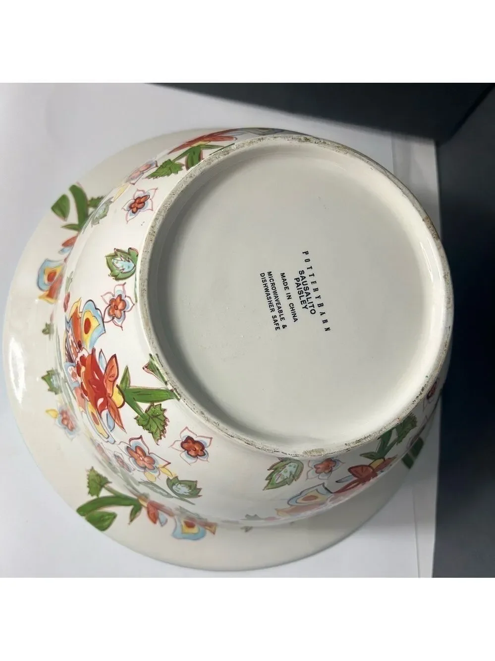 Pottery Barn Sausalito Paisley Serving Bowl Huge 14” Round 7” High Ceramic